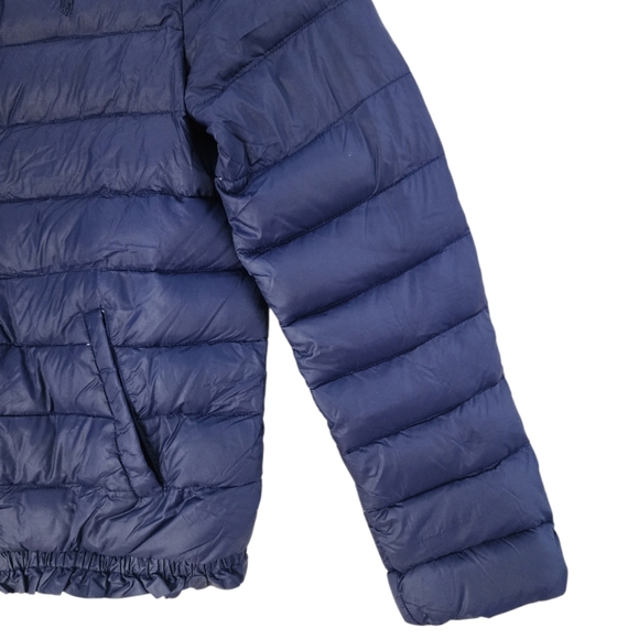 Polo Ralph Lauren Navy Ruffle Hem Quilted Down Puffer Coat Jacket Girls Lrg - Picture 6 of 11